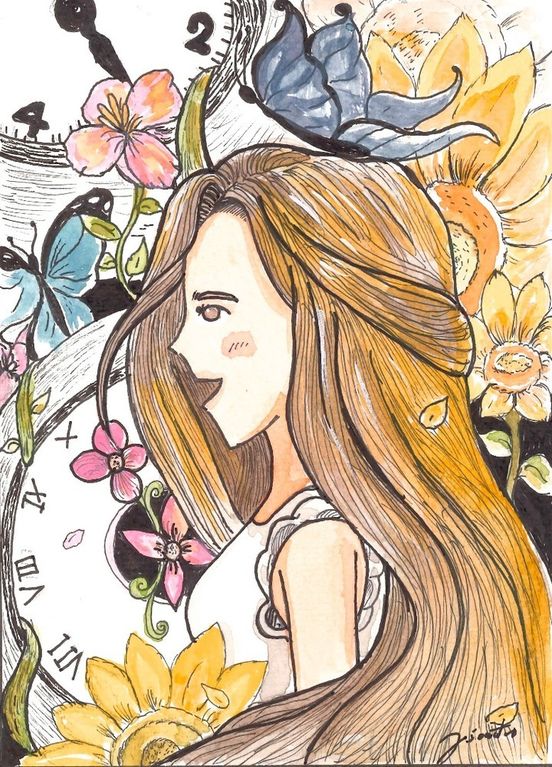 flowers and time
Techniques for drawing with watercolors and markers.
-----------------------
A girl who is happy even though time has changed
opensea.io/assets/ethereu…
0.008 ETH 
<a href="/opensea/">OpenSea</a> #NFTCommunity #NFTs #NFTsales