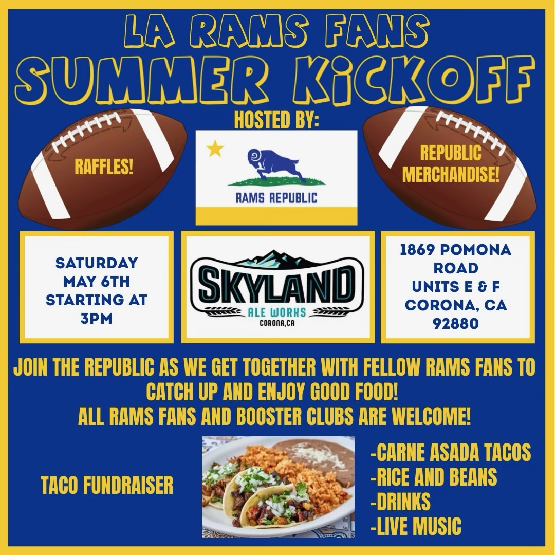 Mamas7272's tweet photo. @LARamsRepublic    Come join Rams Fans at Summer Kickoff, meet new people, talk football and just have a good time. https://t.co/p0kzNW9Io9