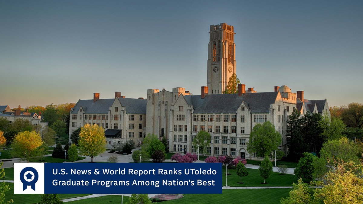 UToledo's tweet image. The University of Toledo is recognized among the top universities in the world by U.S. News &amp;amp; World Report in its 2023-24 Best Graduate School rankings.

UToledo has 11 ranked graduate programs. 🏆 myut.link/s98