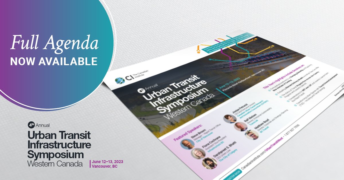 Read our Full Agenda NOW!

Find Efficiencies for Better Transit Operations and Key Solutions for Effective Planning. Only at this year's conference on Urban Transit Infrastructure West.

Download our full schedule now: bit.ly/41XYrGp

#CIConferences