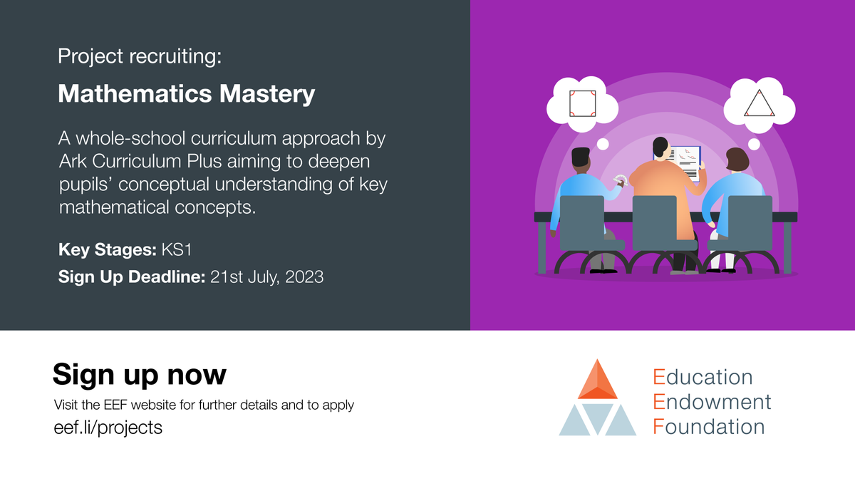 EEF (@educendowfoundn) on Twitter photo 📣 Primary school leaders! Would you like to give your school the opportunity to benefit from a targeted, impactful approach to teaching maths?
We’re offering two years of <a href="/ArkCurriculum/">Ark Curriculum Plus</a>’s <a href="/MathsMastery/">Mathematics Mastery</a> programme at a heavily subsidised rate.
Info: ow.ly/YGj650LwSTc 📣 Primary school leaders! Would you like to give your school the opportunity to benefit from a targeted, impactful approach to teaching maths?
We’re offering two years of <a href="/ArkCurriculum/">Ark Curriculum Plus</a>’s <a href="/MathsMastery/">Mathematics Mastery</a> programme at a heavily subsidised rate.
Info: ow.ly/YGj650LwSTc