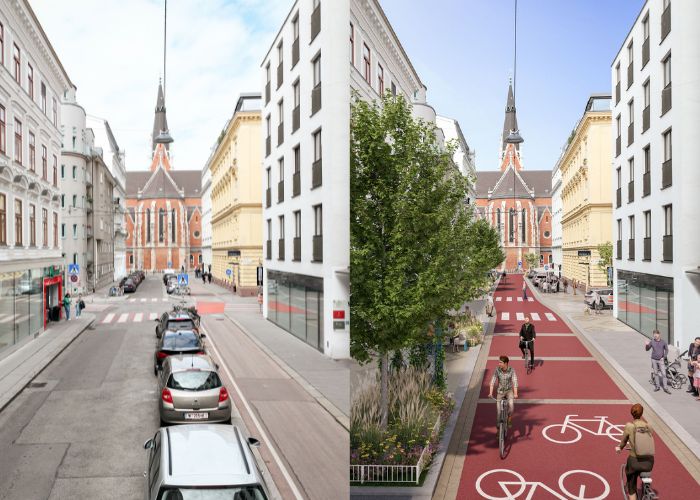 Vienna is getting their first "Dutch" bicycle street. The planning includes enhanced visibility at intersections and more distance between pedestrian and bicycle traffic.

<a href="/Sjoess/">Sjors van Duren</a>, Dutch urban planner + cycling expert at @RHDHV, has advised on the design.

mobilitaetsagentur.at/argentinierstr…