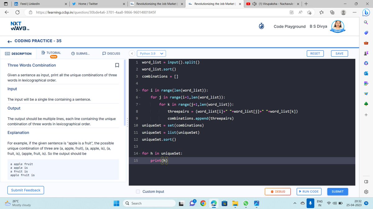 DivyaDi06945381's tweet image. I successfully completed My Python Problem-Solving > Coding Practice - 35 #python #codingpractices #happycoding.