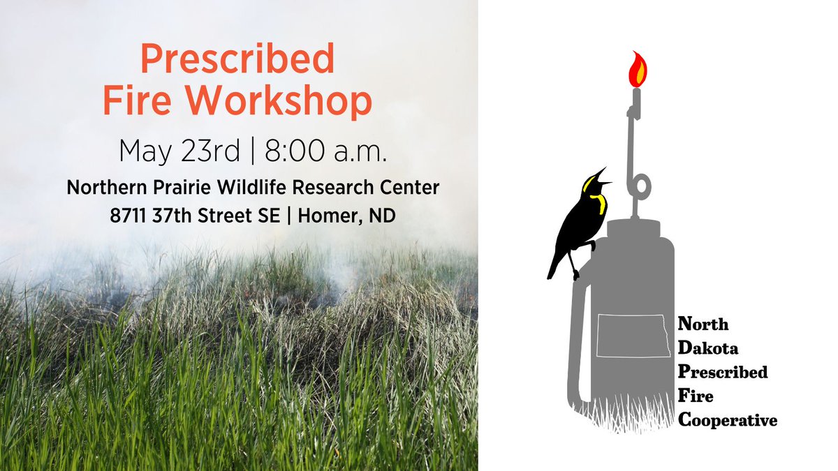 Interested in learning more about prescribed fire as a management tool? You're invited to join us for this full-day workshop. 

The morning will include classroom style instruction and a prescribed fire demonstration in the afternoon.

bit.ly/NDPrescribedFi…