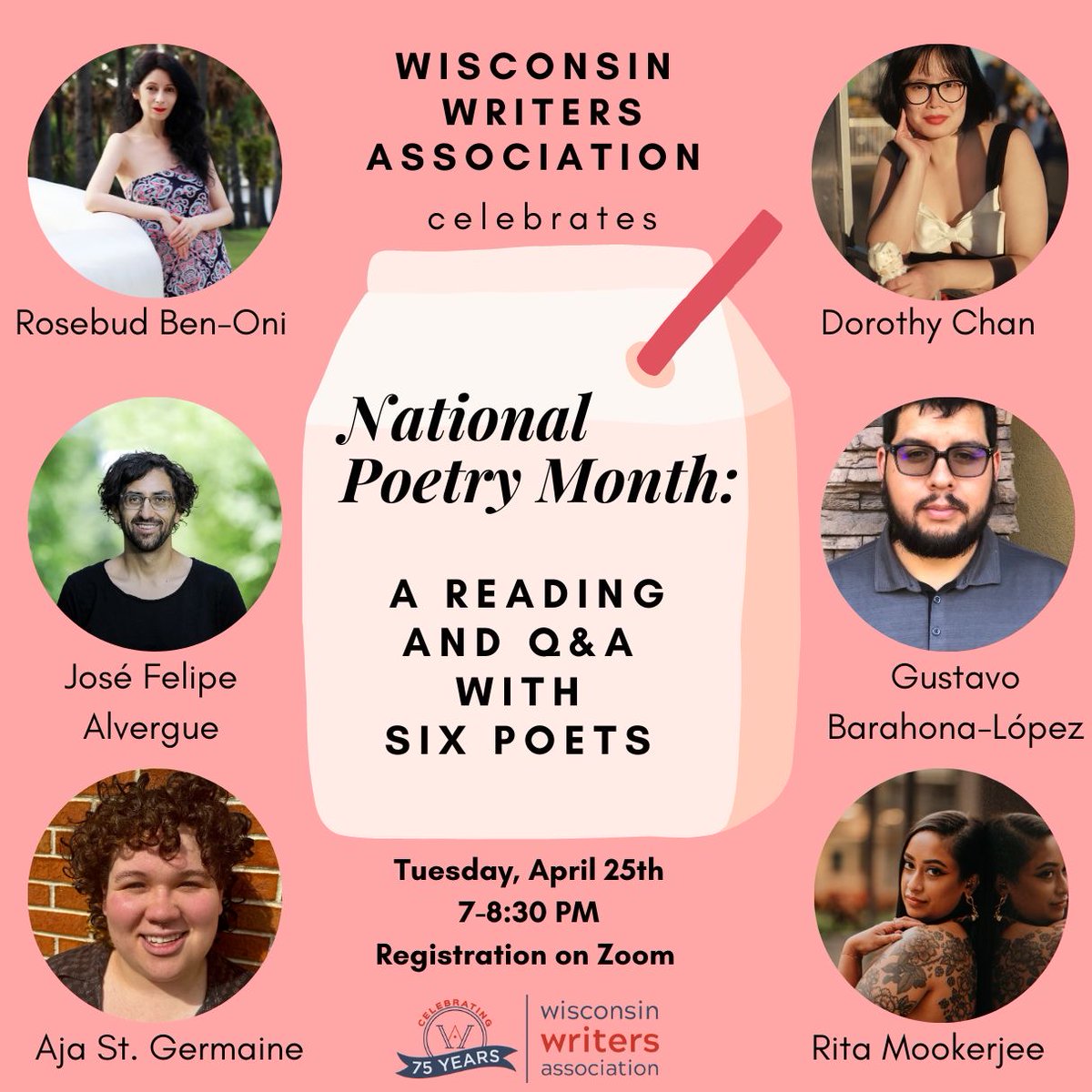 dorothykchan's tweet image. Tonight my favorites and I are taking over Wisconsin poetry!! 7 PM Central on Zoom, the National Poetry Month festivities continue. 

DM me for the link 💘💘💘