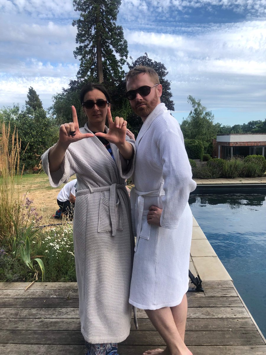 PetunkPetunk's tweet photo. Director and actor keeping it #petunk on set last year. 🕶️

#short #onset #comedy #toocool #poolside #plantpsychic https://t.co/EeJQH5LKR5