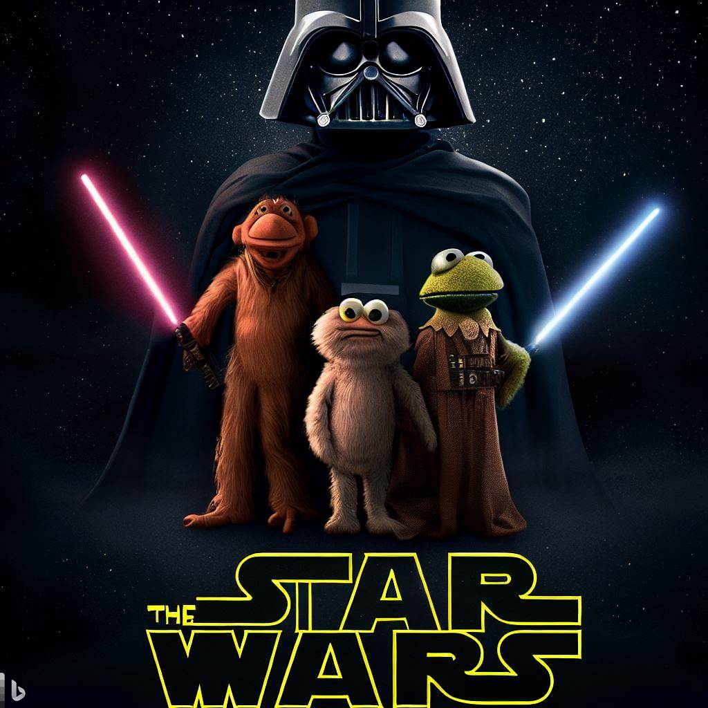 PaulDavidMackay's tweet photo. If Jim Henson directed the #StarWars Movie #imageAI #BING https://t.co/SRgyi1ooYs