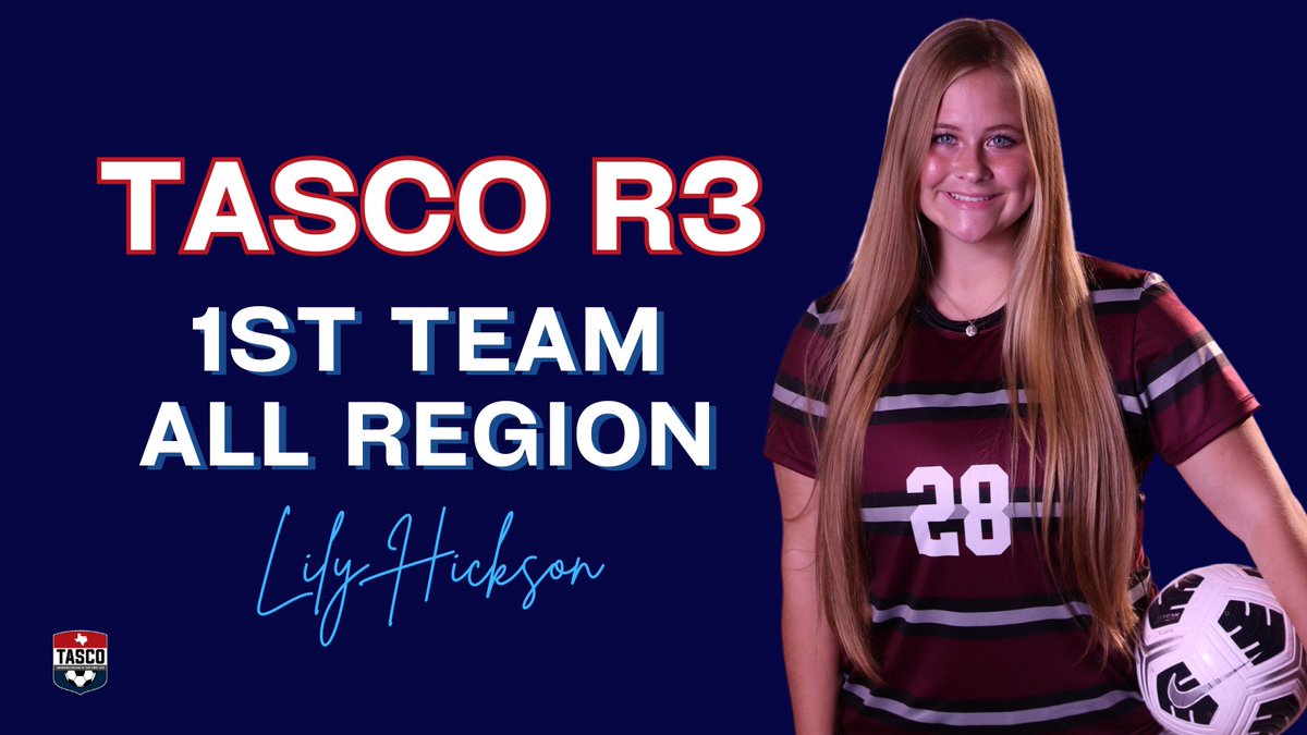 Congratulations to <a href="/lily_hickson/">Lily Hickson</a> for being named <a href="/tascosoccer/">TASCO</a> 
1st Team All Region!  

Such a great honor, for a great person and player. 
<a href="/theroarnews/">The Roar</a> <a href="/AMCHSTigerClub/">Consol Tiger Club</a> @AMCHSWeb <a href="/CSISDAthletics/">College Station ISD Athletics</a>