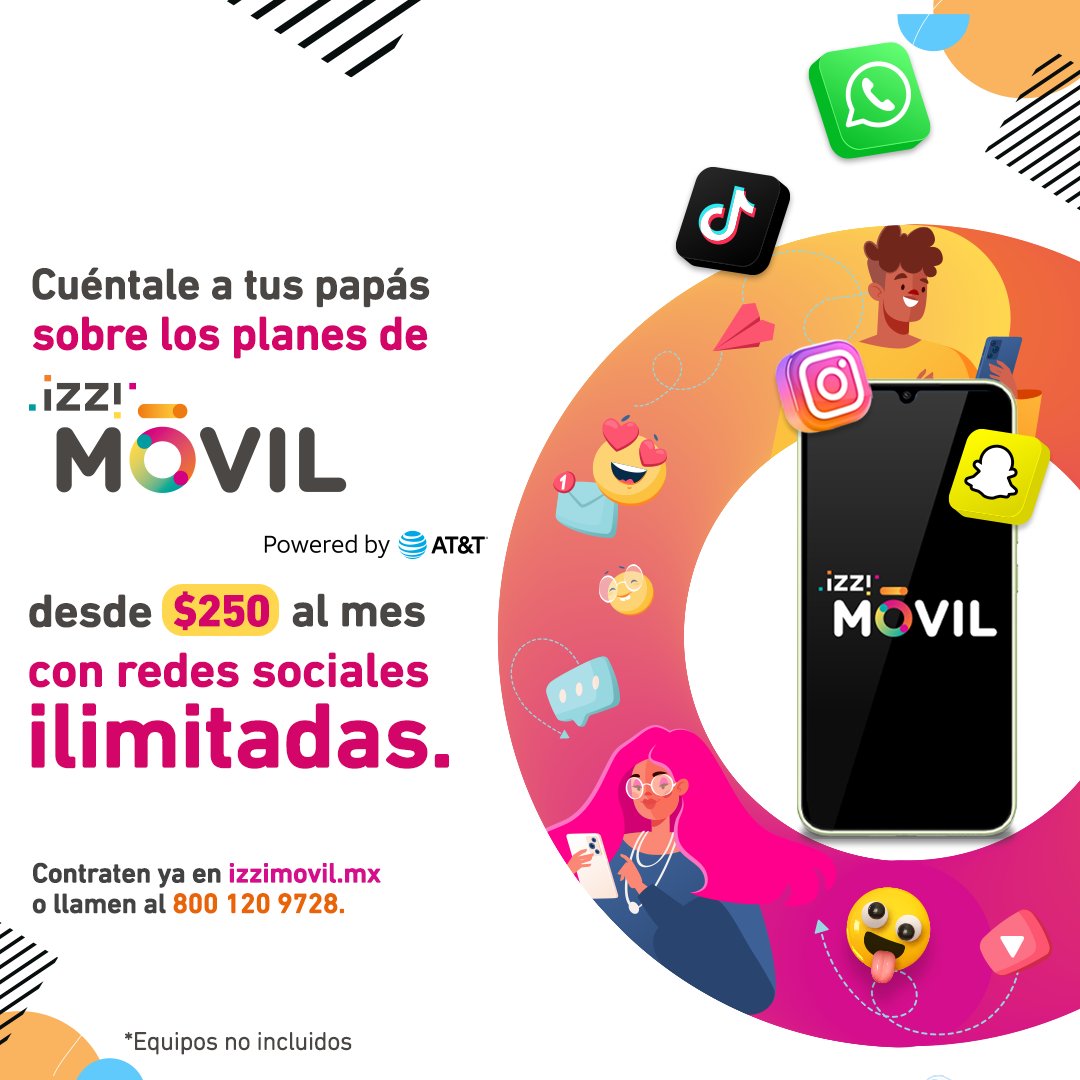 Si te gusta estar enterado de todo 📸, los nuevos planes de telefonía celular izzi móvil powered by AT&amp;T son para ti. Visita 👉🏼 (Remplazar por UTM TW), llévate redes sociales ilimitadas y lo mejor, compatible con todos los equipos 📲. #izziMóvil #Conectadizzimo