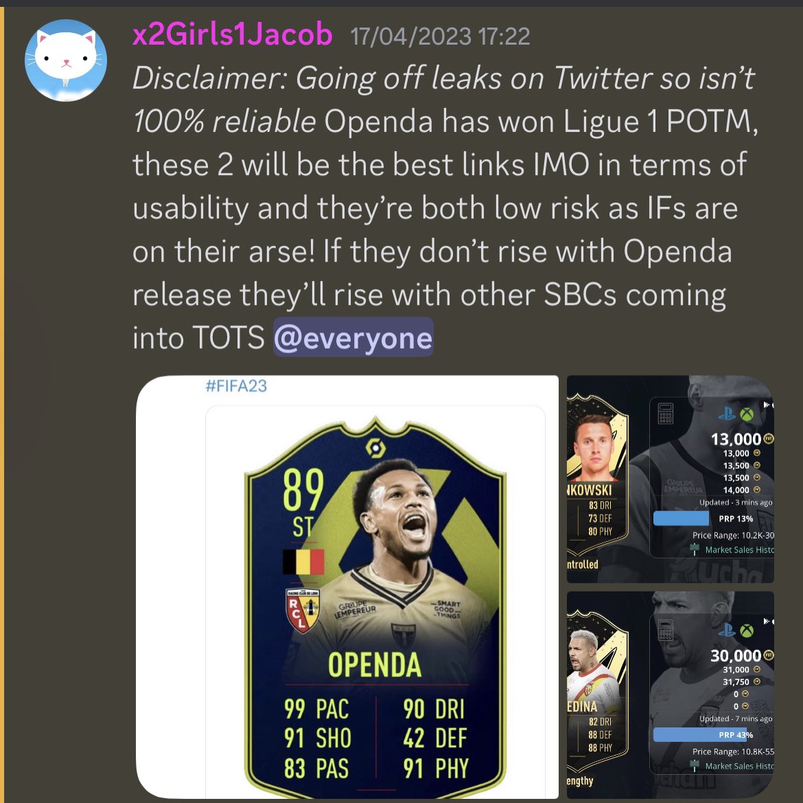 x2Girls1Jacob's tweet image. More profit made in the discord this week! Follow @HoratioFTA and @HolyPotatoFUT for a link to the free trading discord