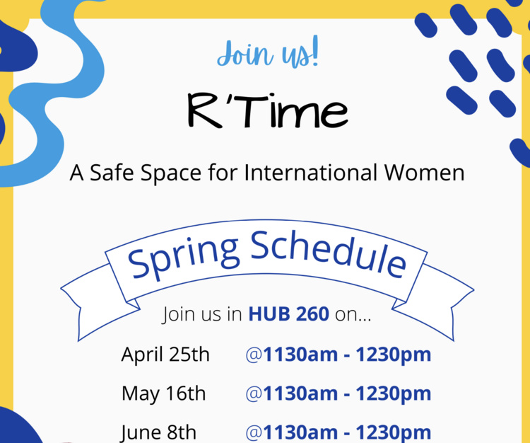 The Well and International Student and Scholars introduce R'Time. This event is a safe place for international women. De-stress during our informal sessions by enjoying free massages, food, activities, and hearing about upcoming well-being events and resources at HUB 260.
