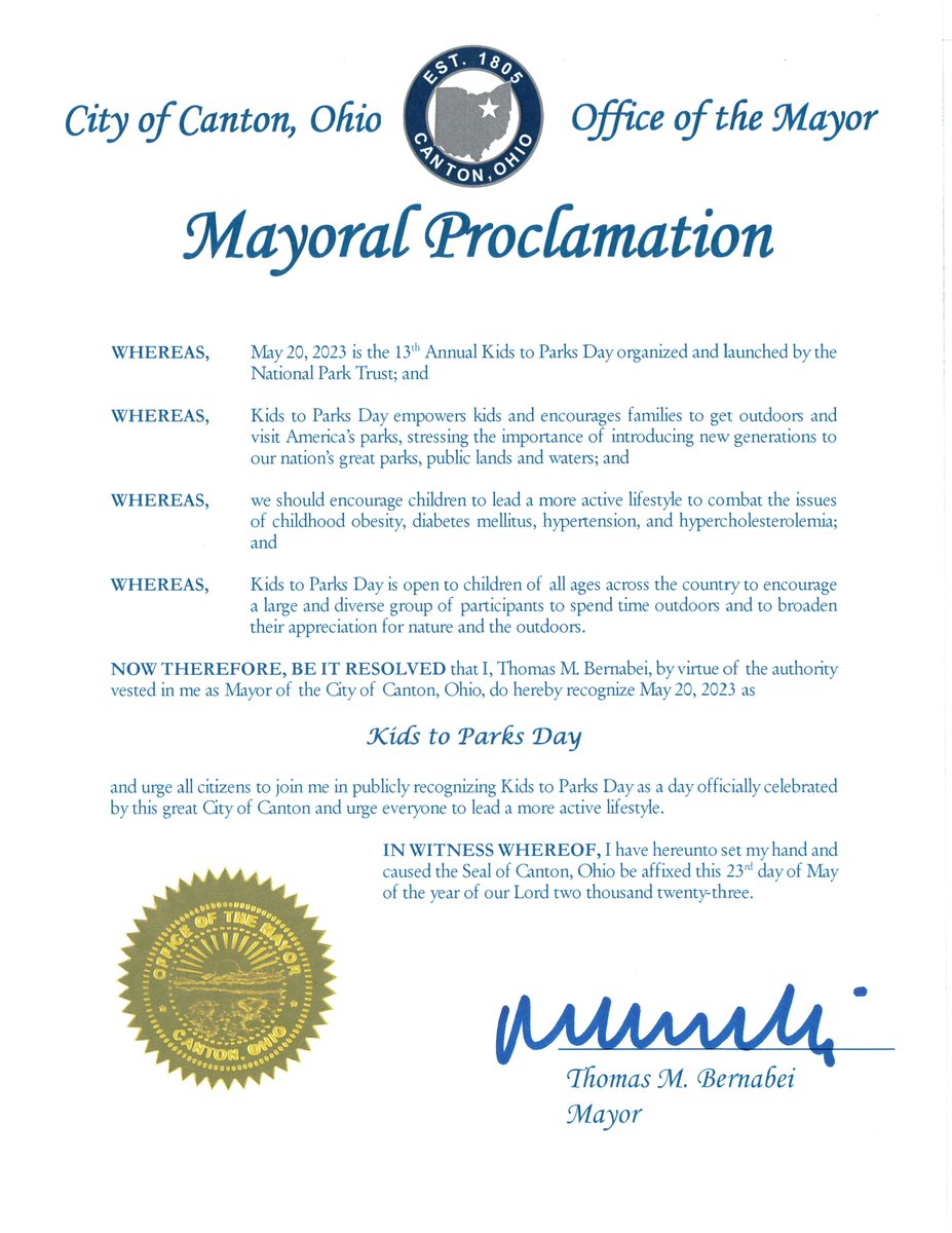 📷Today is the 13th Annual Kids to Parks Day.  Children of all ages are encouraged to lead a more active lifestyle and enjoy the beautiful parks right her in Canton!  For more information on all our Canton Parks and Recreation has to offer, please go to cantonparksandrec.com/parks/.