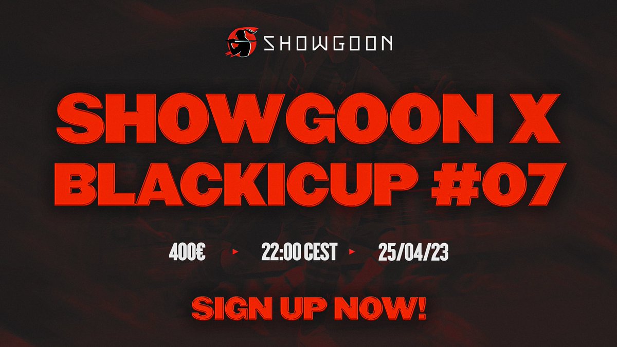 SHOWGOON x BLACKICUP Saga pt. 7 🎥

You should know the drill by now! Pour your heart out today int his cup and take the prize home, cause it’s time for #FIFA23 ⚽️

⏰ Today, 10 PM CEST
💵 400€ prize pool 

rush.gg/en/tournaments…