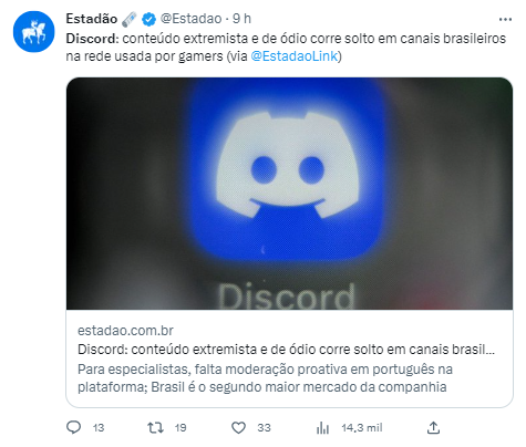 Discord: conteúdo extremista e de ódio corre solto em canais