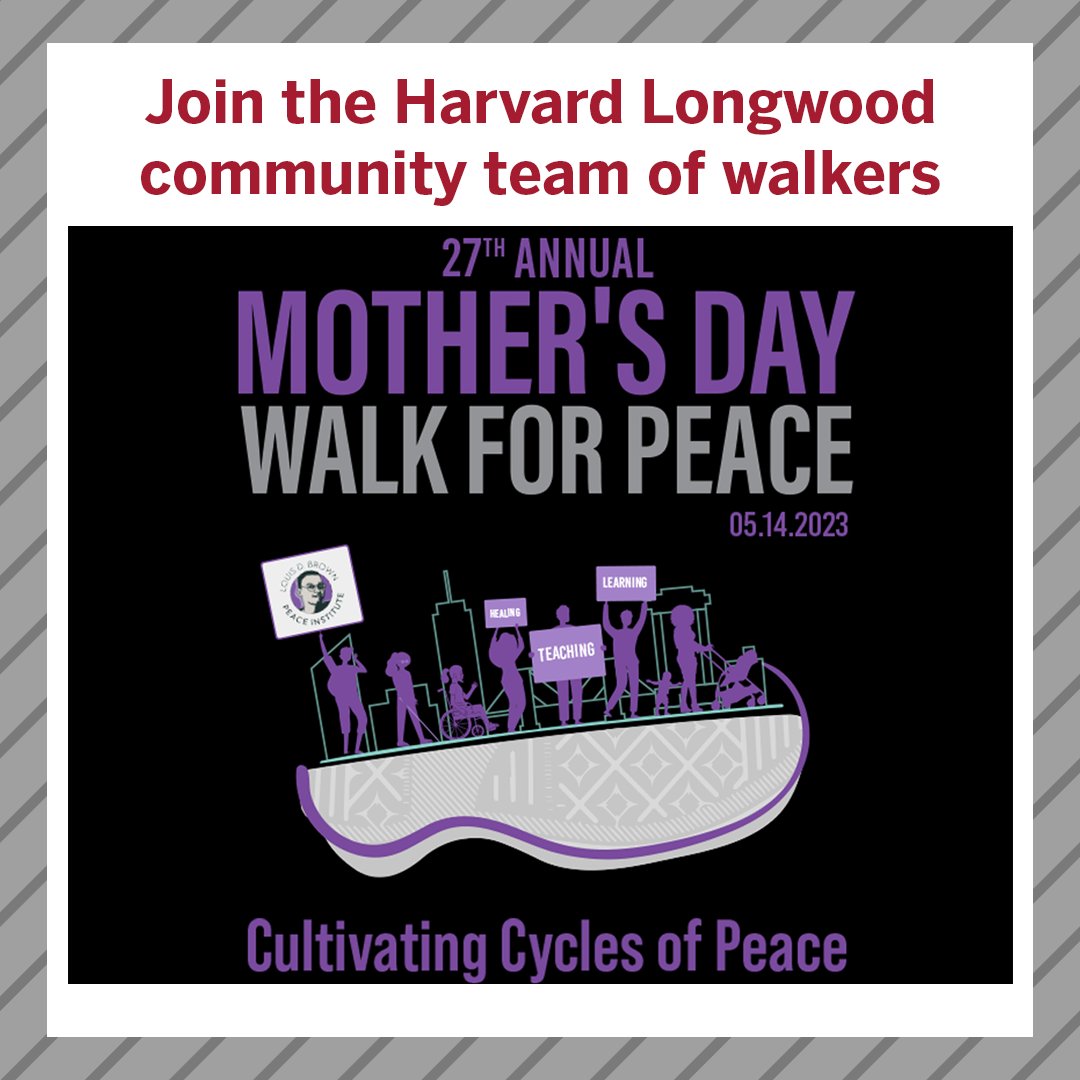 Join members of the Harvard Longwood community at the annual Mother’s Day Walk for Peace!🚶‍♀️☮️🚶‍♂️Visit hubs.li/Q01Mz6Tz0 and click 'Join our team' to register.