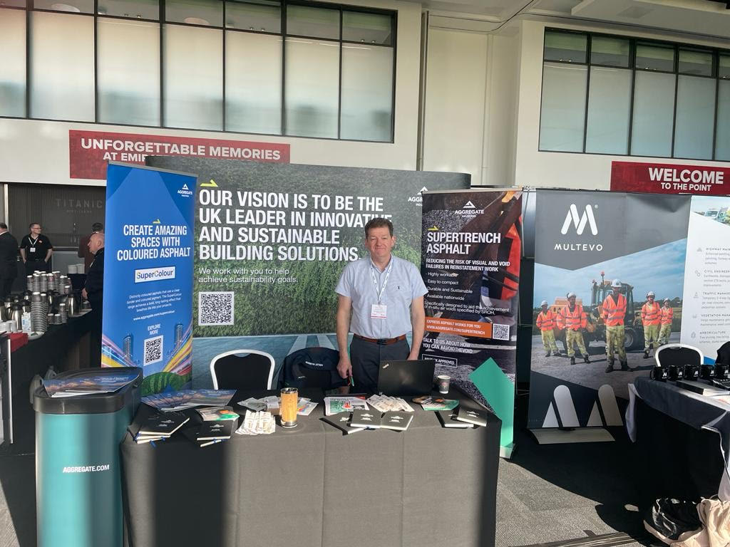 Holcim_UK's tweet photo. There is still time to visit us at #HAUCUK Convention today at The Point, Old Trafford on stand 25! We are here answering any questions you may have on our #ExpressAsphalt service and #SuperTrench® range. Find out more: https://t.co/01U0hS82Sz #SurfacingSolutions #HAUC23 https://t.co/foqJFhsZ2t