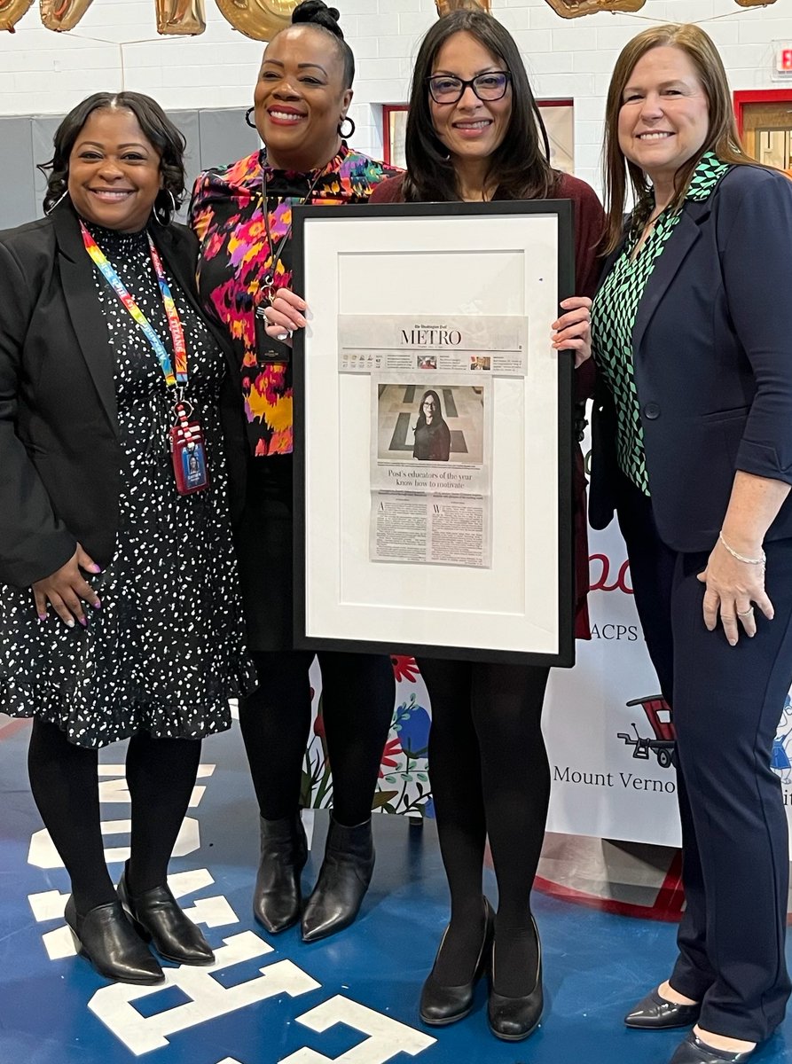 Congratulations to Dr. Liza Burrell-Aldana who is not only ACPS Principal of the Year but also The Washington Post Principal of the Year 🎊🎉 A big round of applause for her 👏👏👏#principaloftheyear <a href="/ACPSk12/">Alexandria City Public Schools</a> <a href="/washingtonpost/">The Washington Post</a>