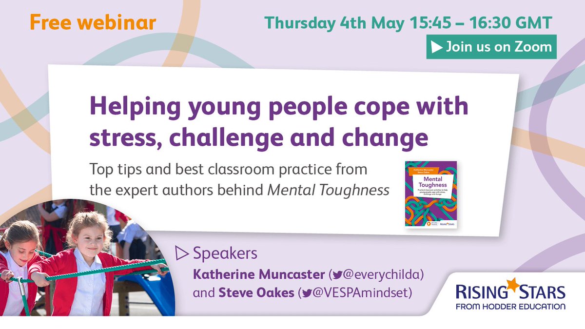 Come and join me and @VESPAmindset for a free webinar discussing mental toughness and how we can support our children. To book a place hoddereducation-co-uk.zoom.us/meeting/regist…