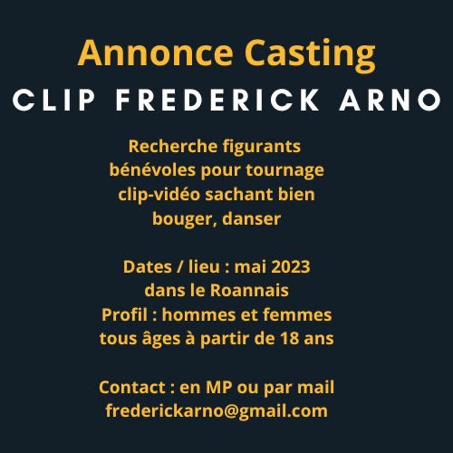 frederickarno's tweet photo. Post du jour #casting #clip #video https://t.co/GlNf9JCrtO