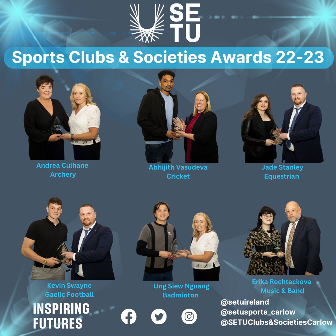 SETUCarlowSport's tweet photo. Congratulations to our Sport Clubs and Societies Recognition Award Recipients 2022-23!

We would like to acknowledge these driving forces behind Clubs and Societies during the Academic Year. 

We would like to thank each of you for your efforts throughout the year. https://t.co/IRDJJ9gTc9