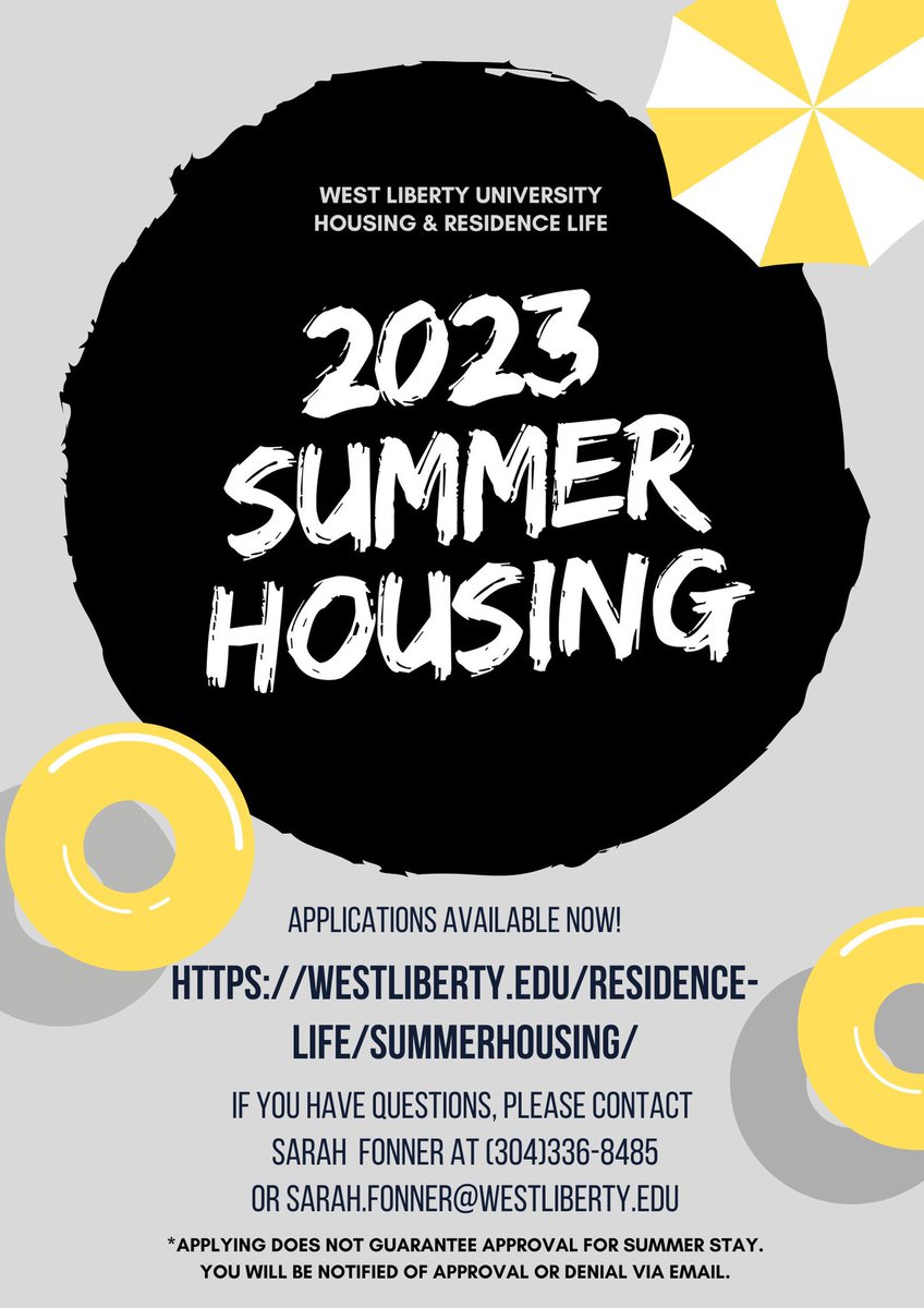 Summer Housing Info below!