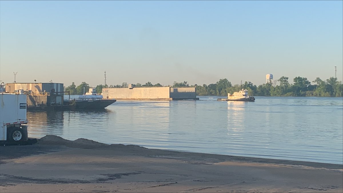 vls_enviro's tweet photo. We moved a dry dock called Big John from @port_arthurtx, to Sunshine, LA. The move meant the dry dock had to go all the way around the Louisiana boot and up the Mississippi River. It was an event! https://t.co/YYnHiPRpq8