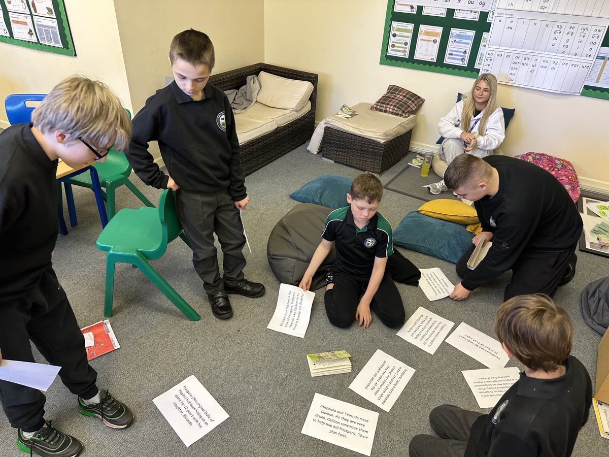 PrioryParkCS's tweet photo. Working on the plot of The Tempest. We have read together and then put the main events in order. #prioryparkcommunityschool #reading #shakespeare #ThisIsAP https://t.co/ZfvvzJHuIH