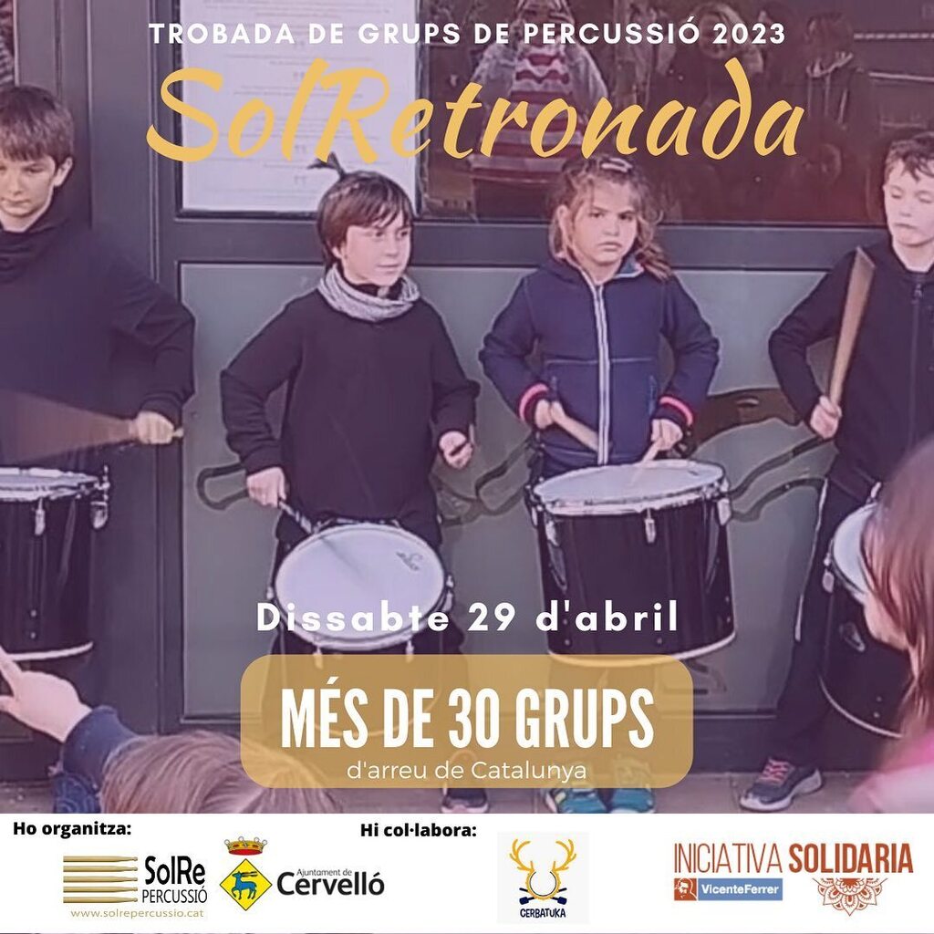 Portes uns mesos practicant, i el dia 29 participaran a la #SolRetronada23 rodejats de veterans!!! Vinguts de l’Escola Montserrat Solà de #Mataró, ja tenen ganes que sigui dissabte!
.
.
.
.
#SolRe #percussió #batucada #solretronada #montserratsolà #escol… instagr.am/p/CrdqufdtiVv/