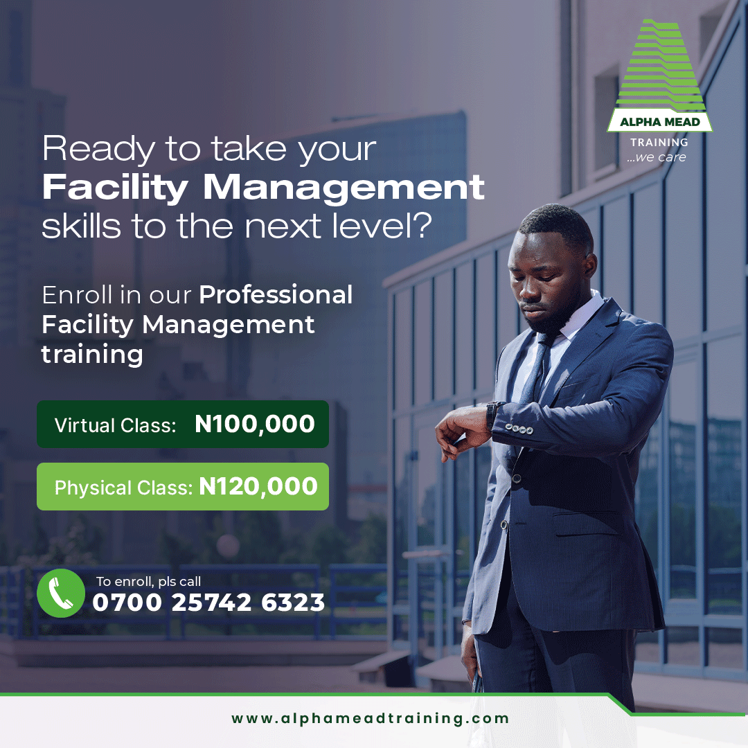 AMTC_ng's tweet photo. Unlock your full potential in Facility Management with our well-designed Professional Facilities Management (PFM) training today!
Sign up today, call 0700-2574-26323

#facilitiesmanagement #professional #certificate #learning #lagos #nigeria #training https://t.co/0r5eq8eoHK