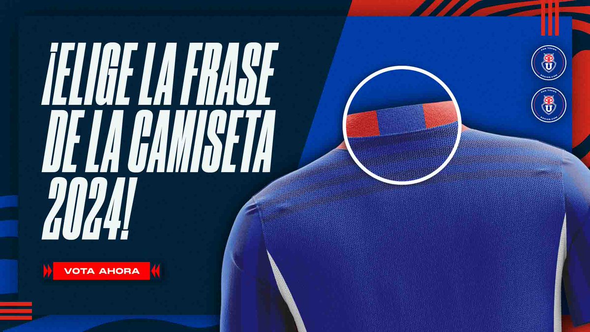 udechile's tweet photo. ¡Elige la frase de la camiseta 2024! 🔵🔴

Descarga la APP de @socios, descubre las opciones y participa de nuestra encuesta https://t.co/8hYaCutSKx

#VamosLaU🤘 https://t.co/SRaP1UuxQK