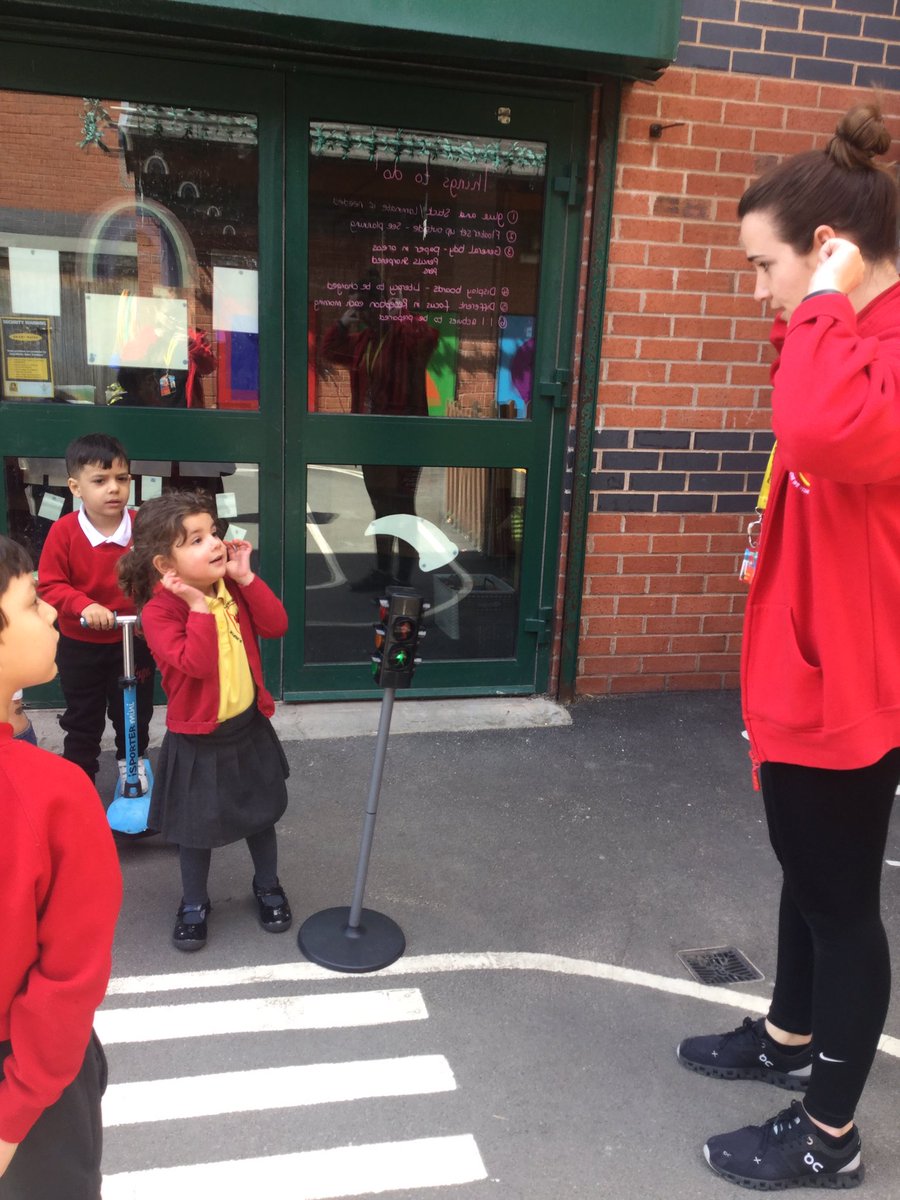 Nursery have been practicing their road safety for #beepbeepday . We need to remember to stop, look and listen ✋ 👂