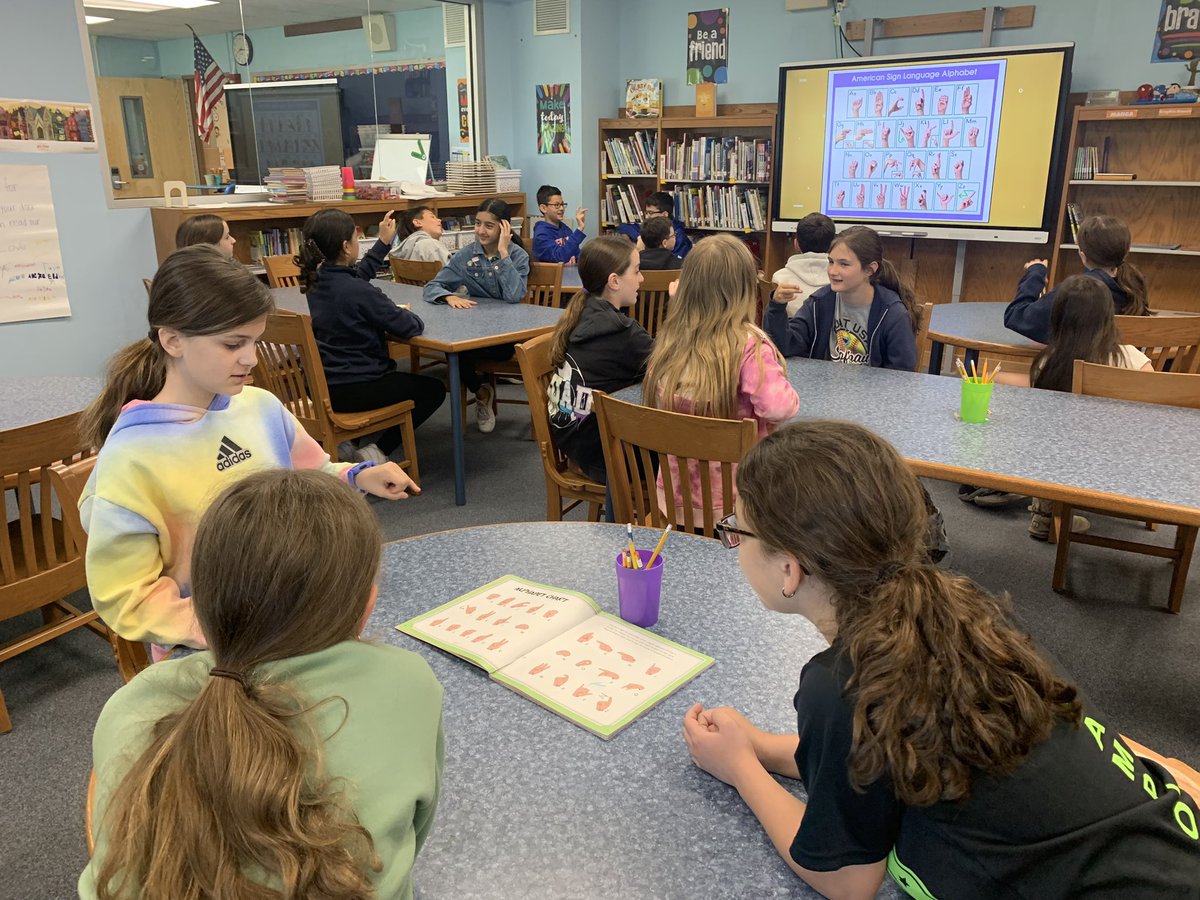 scotto_educator's tweet image. Morning began with @CBS_Bethpage exploring ASL! We learned the alphabet &amp;amp; our names. Love their dedication! @sci345 #CBSProud #WeAreBethpage #americansignlanguage #ASL