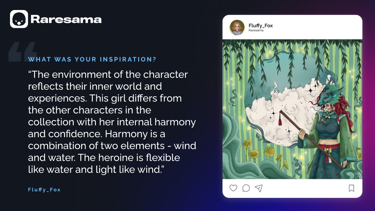 Raresama Weekly Spotlight 💡

This week we are featuring a newer artist, <a href="/Fluffy_F_o_x/">Valeria Fluffy</a> !

Here is her latest artwork, along with the inspiration behind this piece. 

Currently live on Auction ⬇️
raresama.com/nft/2109/0x869…