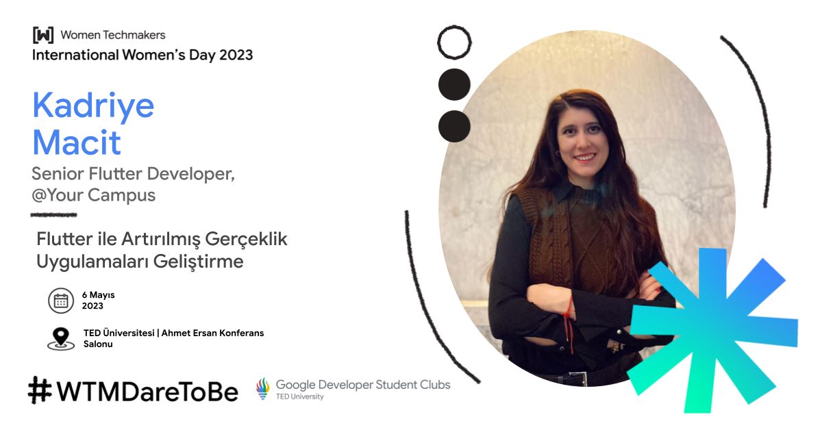International Women Days programı ile karşınızdayız 🥳 6 Mayıs Cumartesi günü Kadriye Macit "Flutter ile Artırılmış Gerçeklik Uygulamaları Geliştirme"  sunumuyla bizlerle olacak. 🤩
Yerinizi ayırmayı unutmayın, hemen kayıt olun ;
meetup.com/gdgankara/even…