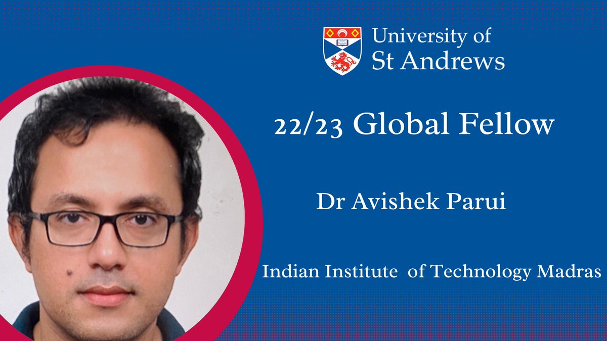 A warm welcome to 22/23 <a href="/univofstandrews/">University of St Andrews</a> Global Fellow, Dr Avishek Parui from <a href="/iitmadras/">IIT Madras</a>, who is being hosted by colleagues in <a href="/staenglish/">School of English (University of St Andrews)</a> and <a href="/StAModLangs/">Modern Languages at St Andrews</a> for the next month. Welcome to St Andrews, Dr Parui!

#GlobalFellows🌏 #GlobalResearch