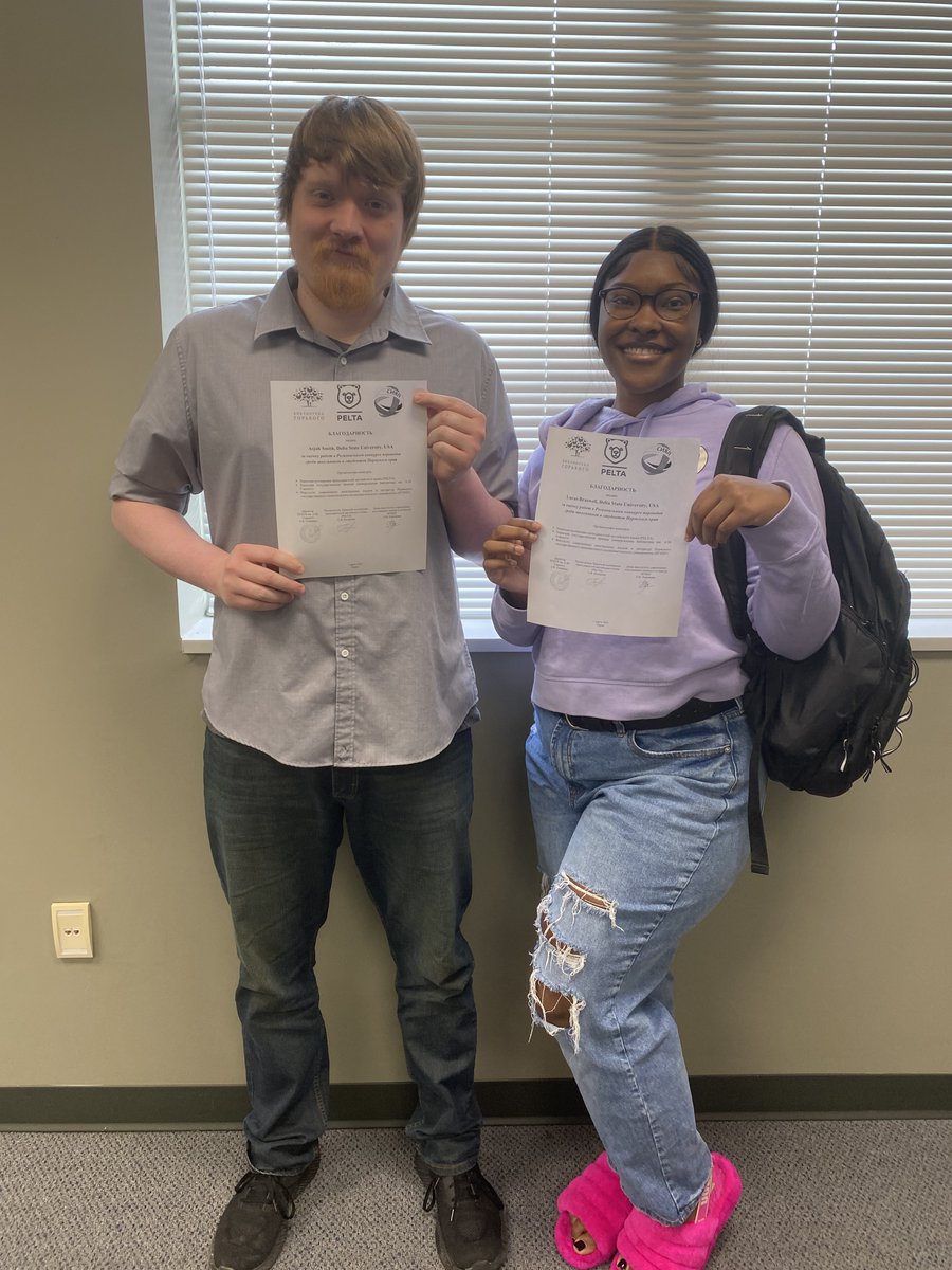 DeltaStateDSSH's tweet photo. Recently, 3 of Dr. Joe Lane's Introduction to Geography students (Lucas Blackwell, Asjah Smith, and Naia Loper (not pictured)) partnered with Perm State University in Russia to help "rank" stories translated into English by Russian students. https://t.co/zL7q344RbG