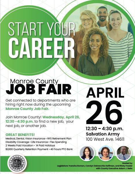 SalArmyROC's tweet photo. Considering a career change or know someone who is? TSA is hosting a Monroe County Job Fair TODAY! 8 departments will be present from 12:30- 4:30 on Wednesday, April 26th. Join us at our Northwest location: 100 West Ave Rochester NY 14611. https://t.co/btRobfMAO8