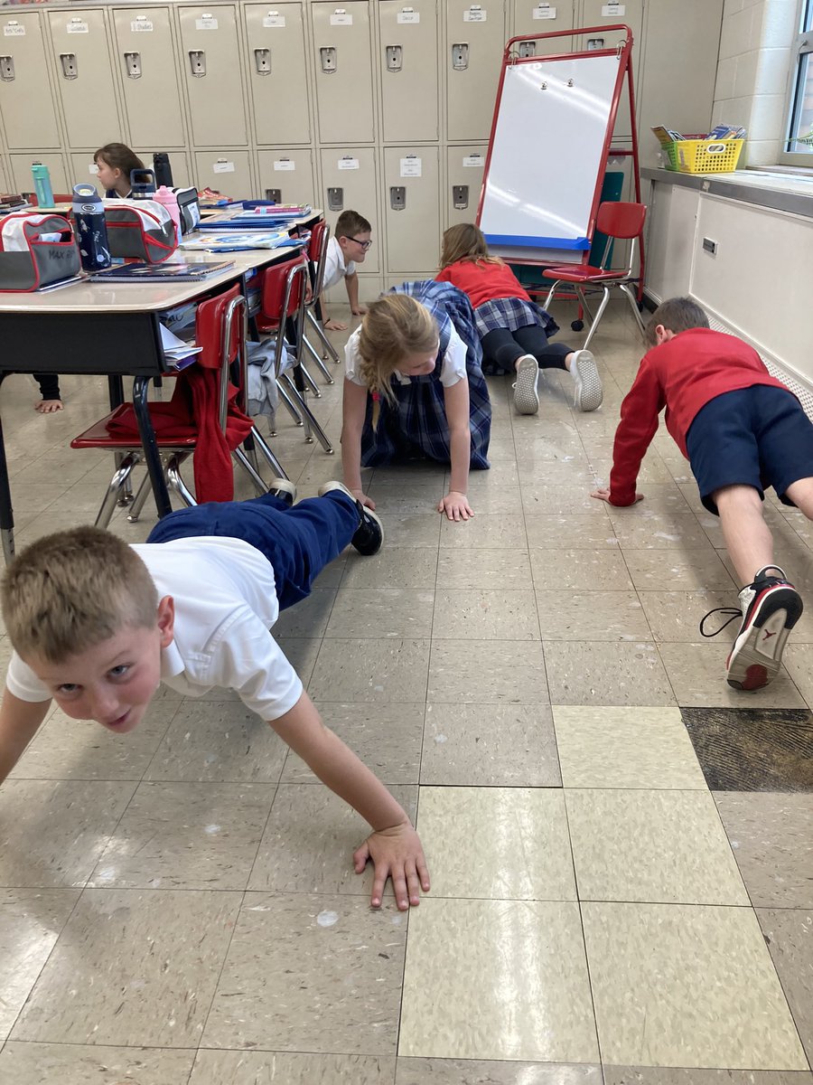 MrsBarlowSTJ's tweet photo. D was for Detective Work! 🔍 The students had to use clues to solve a puzzle. Yesterday was E for Exercise! 🏋🏼 The students completed an exercise challenge. https://t.co/90OR8UlGVR
