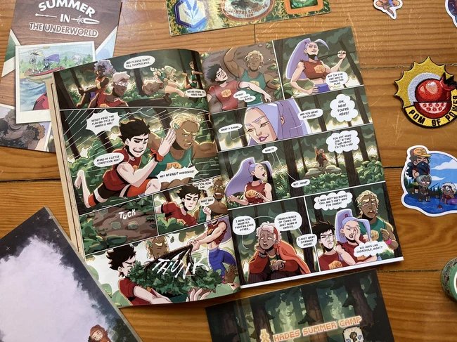 Ahoy, campers! 🏕️ 

Our store is OPEN ‼️ Remebber you can still purchase our #HadesSummerCamp zine with some extra cute goodies such as washi tape, stickers, and charms 🌞 Make sure you're ready for summer!