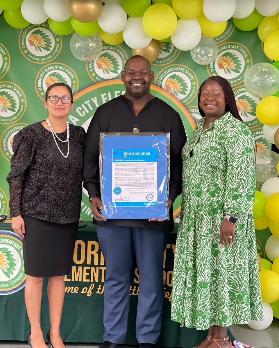 Congratulations to Bro. Takevess Hatcher on being honored by <a href="/luisasantosd9/">School Board Member Luisa Santos</a> <a href="/miamischools/">MDCPS</a> for his service to the children and families <a href="/floridacityes/">Florida City Elementary School</a> Thank you for all that you do for the residents of @cityoffloridacity