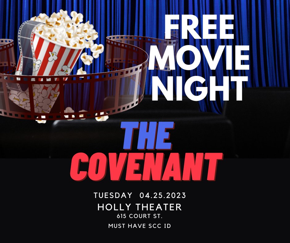 SenateSccB's tweet photo. 🔴⚫️FREE Movie Night!!⚫️🔴
📽️7:30 pm
🍿Holly Theater, 615 Court St.
🎬"The Covenant"
#SCCNeb #studentlife https://t.co/FJIpQuGIkm