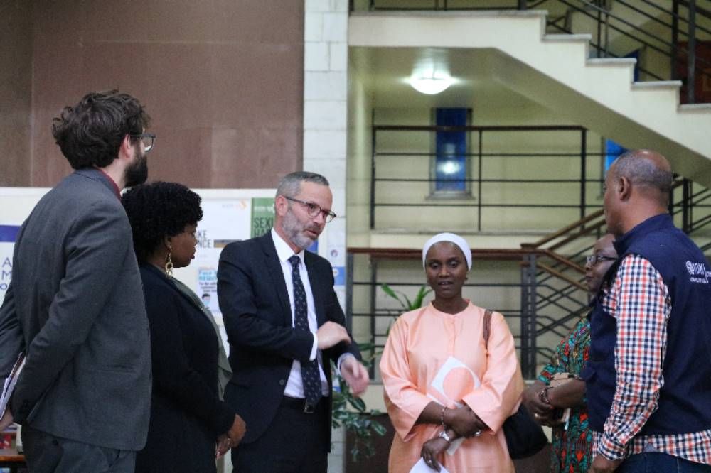 RemiMarechaux's tweet photo. April 24, marked an important step of the #resettlementprogram conducted with @OIM. Jointly with #UNHCR Representative @mamadou_dbalde, and IOM Chief of Mission @Abiwane we delivered 36 laissez-passer documents and exchanged with refugees who travelled to France on the same day https://t.co/ELDymtXzOT