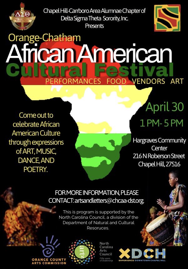 CHCAA1979's tweet photo. The weather tried it but we’re coming back strong! Join us on Sunday 1p - 5p for the Orange-Chatham African American Cultural Festival! Don’t miss it! https://t.co/o9slZaeIfK