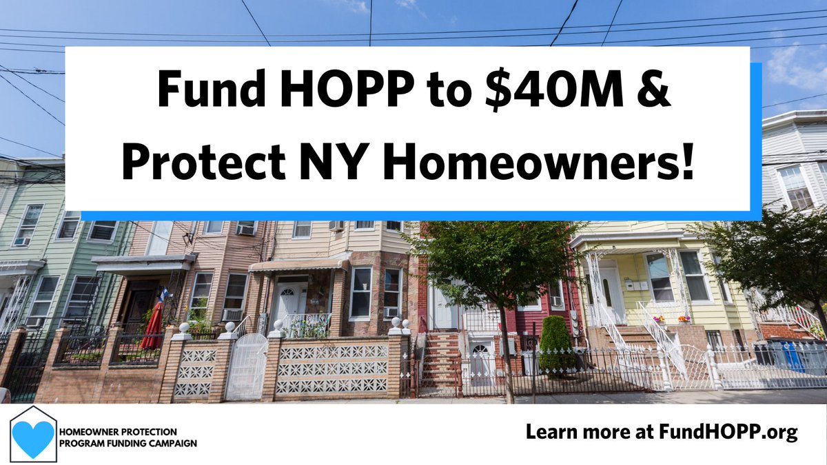 HOPP is the only resource supporting low-income &amp; working-class homeowners in foreclosure prevention and for FREE. Without this line of defense, families lose homes.
Funding HOPP at $40M will help families across NYS! #FundHOPP. fundhopp.org