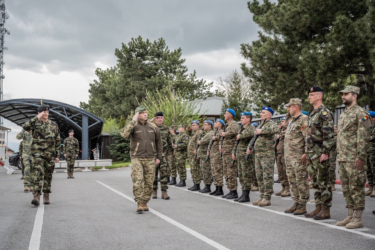 NATO_KFOR's tweet photo. Deputy Commander of the #NATO-led mission #KFOR, BG József Szpisják, presided over the Change of Command ceremony of Headquarters Support Group (HSG) between 🇮🇪 Col. Neil NOLAN and 🇮🇪 Col. Michael MORAN, during a ceremony held at Camp Film City. https://t.co/jQu0HMTAXa