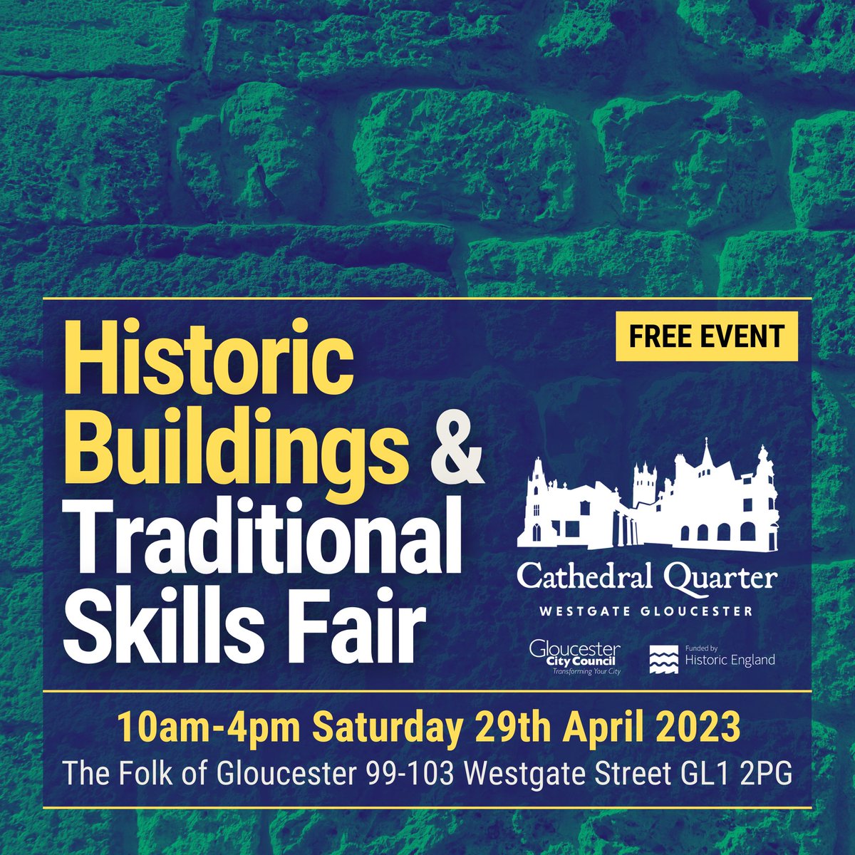 Historic Buildings & Traditional Skills Fair 🧱Join us Saturday 10am-4pm for live demonstrations of heritage skills including stonemasonry, signwriting, and lime plasterwork 📷Hear from experts about Gloucester's #heritage and its ongoing regeneration 📷#gloucester