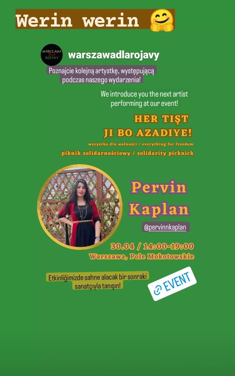Pervin3065's tweet photo. Werin werin!! Em bibine yêk ❤️ hevalên xwe yên Awropa yê agahdar bikin, bibin parçeyên bernama me û yê kê tîya me 🌸🙏🏻
Cîh : Li paytexta Polonyayê Warşovayê ye✌🏻 https://t.co/runTyZIlQZ