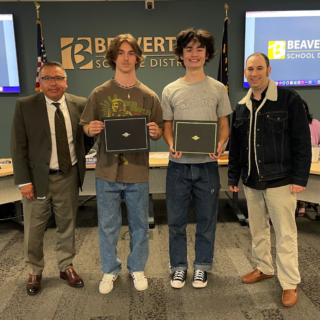 BeavertonSD's tweet photo. Last night the School Board recognized Molly Bannister, Eitan Minyan and Stone Fowler for their outstanding contributions to the district and the community. #BSDtogether #LetsBeExcellent @bsdbase @Supt_Balderas https://t.co/6PxYURvy35