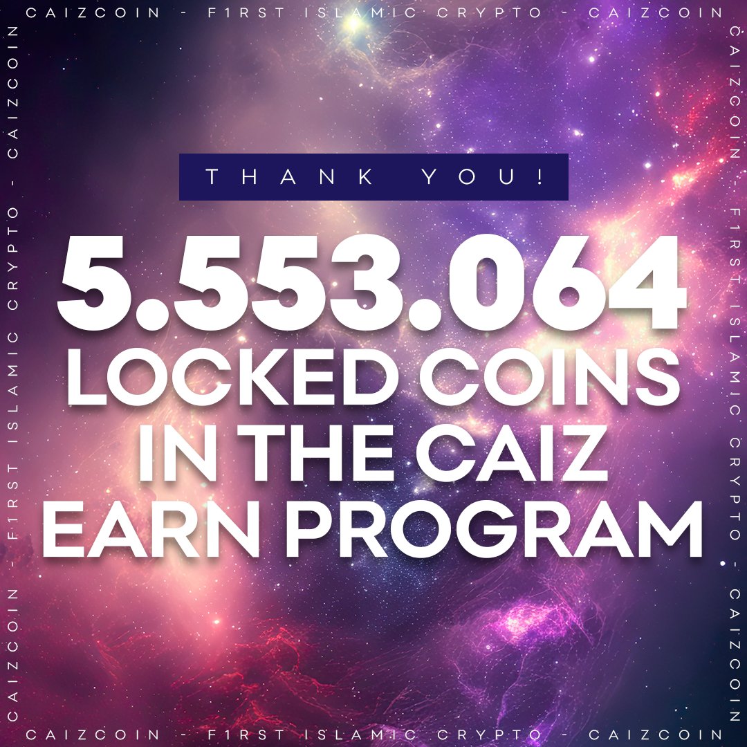 Caizcoin's tweet photo. Thank you! Over 5.5 million locked coins in the Caiz Earn Program! Don't forget to participate and receive your rewards 🤗 #CaizEarnProgram #CEP #CaizEarn #Crypto #Blockchain #Tokenomics #digitalcurrency #Caizcoin #Caiz https://t.co/0sD7dsWxFx