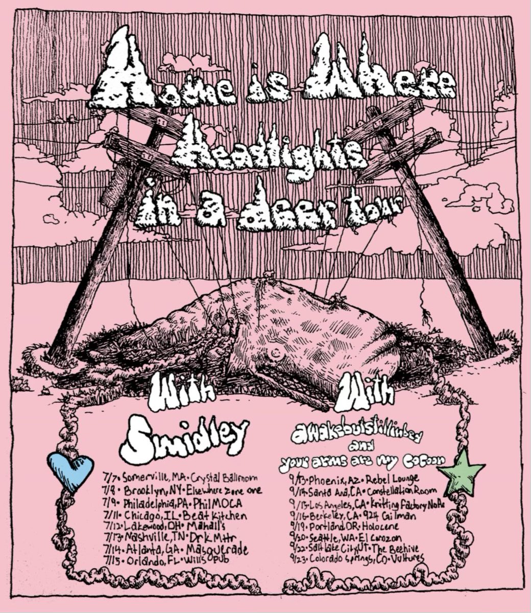 urarmsrmycocoon's tweet photo. SURPRISE yaamc is going on a massive Let’s Get Married tour this summer AND supporting Home is Where on their Headlights in a Deer tour in september !!!! flyers, tix, and more TBA dates coming soon. see u there hehe :0))) https://t.co/BIvftkXDhW